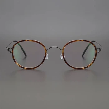 2021 Dánsko Značky Návrhář Ručně Vyrobené Ultralight Vintage Kulaté Titanové Acetát Brýle Rám Muži Ženy Optické Brýle
