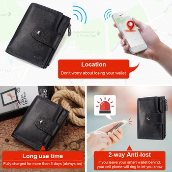 Chytrý Návrhář Peněženka Pro Muže Originální Kožené Alarm Mapy GPS Anti Ztratil Inteligentní Bluetooth Peněženky Nový krátký Slim Mince Kabelku