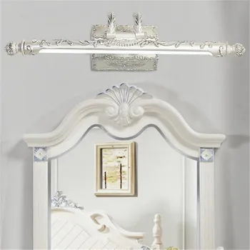 Evropské Klasické Luxusní Bílé/Zlaté Vyřezávané Pryskyřice Led Zrcadlo Světlo pro Ložnice Koupelna Kabinet 54/68cm Pryskyřice Nástěnné Svítidlo 2224