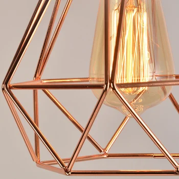 Moderní Severské metalové LED přívěsek lampy Průmyslové vintage pokovování růžové zlato klec kreativní závěsné svítidlo restauraci obývací pokoj