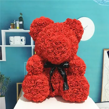 Umělé Květiny Růže Medvěd Přítelkyní Výročí, Vánoce, Valentýn Dárek Dárek k Narozeninám Pro Svatební Party Dekorace
