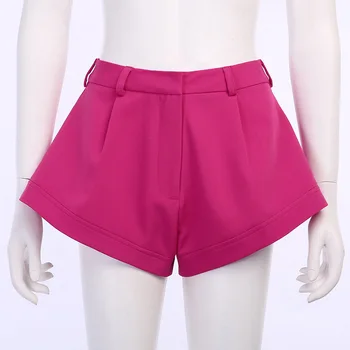 Viifaa Rose Red Vysokým Pasem, Pevná Široká Noha Šortky Ženy 2020 Módní Letní Jarní Zip Fly Streetwear Mini Šortky