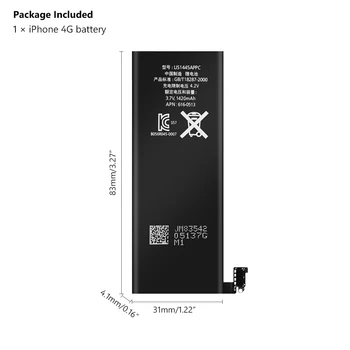 YCDC Li-ion Lithium Telefon Dobíjecí Telefon Bateria Vysoce Kvalitní 3.7 V 1420mAh Baterie Pro iPhone 4 4G iPhone4 Baterie iP4
