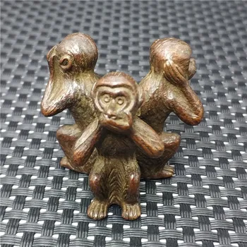 Zvěrokruh zvíře socha čisté mědi, řezba socha opice opičí král dekorace dárek buddhistické tři opice feng shui bronzové auto