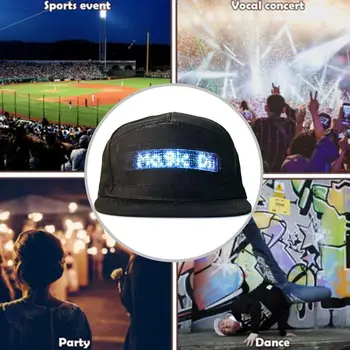 1ks Kreativní Bluetooth Klobouk LED osvětlení Displeje Klobouk Slovo Vzor App Ovládání Mobilního Telefonu Reklama Klobouk Hip Hop Čepice