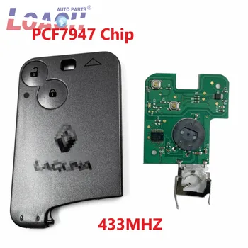 2 Tlačítka PCF7947 Čip 433Mhz Vzdálené Klíče od Auta pro Renault Laguna, Espace, Vel-Satis Smart Card Remote s logem