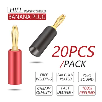 20ks 4mm Audio Reproduktor Šroub Banánové Zástrčky Konektoru Červená Černá Šroubovací Kabel Reproduktoru Drát Pin Banana Plug Konektory