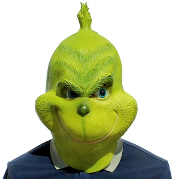 Zelený Grinch Maska Legrační Karneval Vánoční Monstrum Cosplay Kostým Party Rekvizity Plnou Masku Zelené Vlasy Grinch Ukradl Latexové Masky