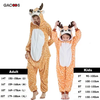 Chlapci Dívky Kugurumi Oblečení Na Spaní Pyžamo Jednorožec Pyžama Jelen V Zimě Flanelové Zvířat S Kapucí Steh Onesies Pyžama Dětské Noční Prádlo