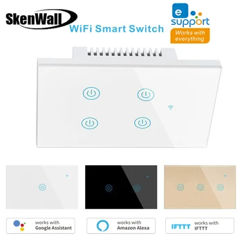 1 2 3 4 Gang Wi-fi Smart Switch Tuya Sklo, Dotykový Panel na Stěnu Přepínač Bezdrátové Ovládání Alexa Google Domov Kompatibilní 100-240V AC