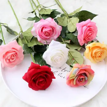 10 ks spoustu červená růže umělé květiny skutečný dotek latexu květiny umělé silikonové falešné růže kytice dekorace pro domov, svatební party