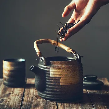 1000/1200 ml Japonském Stylu Vintage Ručně Malované Keramické Konvice na čaj Japonská Restaurace Hotel Konvice Vysoká Kapacita Domova Konvice Dekor
