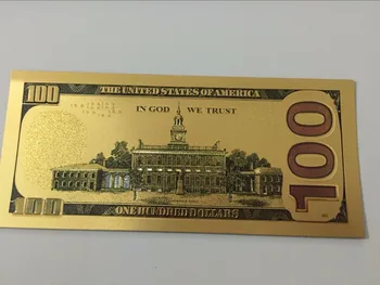 100ks 100 Dolaru USA Zlato Falešné Bankovky S Modrým Pruhem Měně Účet Papírové Peníze, Mince, Medaile 24k chirstmas dárek