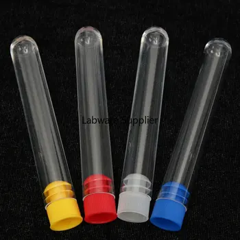 100ks 15x100mm Jasné Plastové zkumavky s modrá/červená zátka push čepice pro druh experimentů a testů