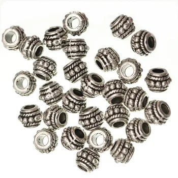 100ks / Šarže Retro Kulaté Korálky Zdobí Tibetské Silver Distanční Korálky pro DIY Výrobu Šperků Náramek DIY Materiálu