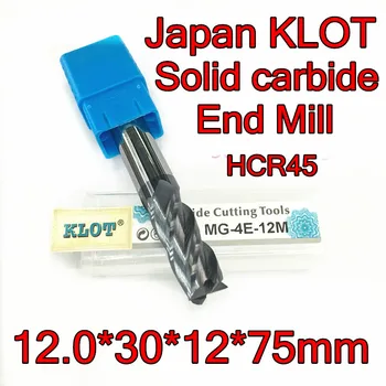 12.0*30*12*75mm 2ks/set 12 mm Řapík 4F Japonsko KLOT HCR45 Solid carbide End Mill Slinutého karbidu nástroje doprava Zdarma