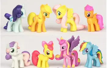 12 ks/set 3-5cm malý poni PVC Rainbow koně, roztomilé koně, akční figurky, panenky pro dívky narozeniny, vánoční dárek