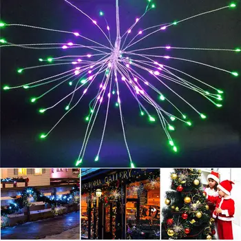 120/180 LED Závěsné Starburst String Světlo Ohňostroj Mědi Víla Věnec Vánoční Světla Mimo Lampu Twinkle Holiday Party Dekor