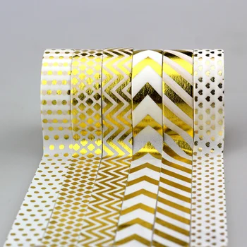 15 mm * 10 m Lepicí Páska Zlaté Fólie Maskovací Pásky Sada DIY Nálepka Dekorativní Japonské Washi Pásky Zápisníku Papír fotoalba Hodně