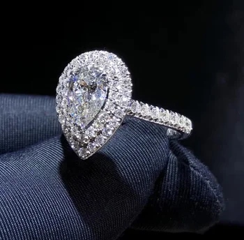 18K Zlatý prsten 1ct D barva VVS Moissanite Diamant Prsten Snubní prsten S národní certifikát