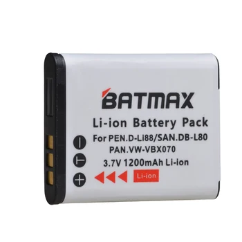 1ks 1200mAh D-Li88 DLI88 DB-L80 VW-VBX070 Li-ion Baterie pro Pentax Optio H90 P80 P70 W90 WS80 Kamery Sanyo Xacti DMX-CG11 VP