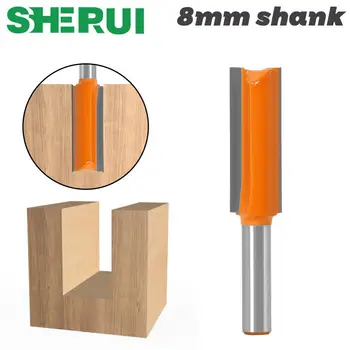 1ks 8mm ShankThe průměr 14mm Dvojitý Flétnu Rovnou Trochu Fréza na Dřevo Karbidu Wolframu Router Trochu Dřeva Nástroj