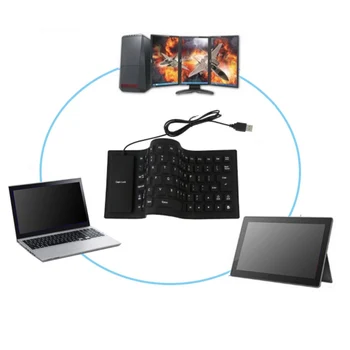 1ks Flexibilní, Vodě Odolné Silikonové Mini Herní Klávesnice Přenosný USB Klávesnice pro Tablet, Počítač, Notebook, PC Hot Prodej