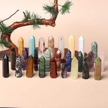 1KS Přírodní Klenot Crystal Point Stick,Ametyst, růženín, Energie, Minerální Zpracování Kamene Crystal Sloupec Řemesla Domácí Dekoraci