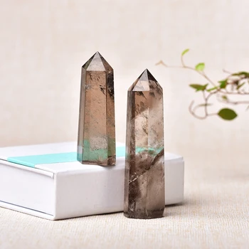 1KS Přírodní Kouřové Crystal Čaj Crystal Crystal Point Hexagonální Sloupci Minerální Ornament Magie Léčení, bytové Dekorace, Dekorace