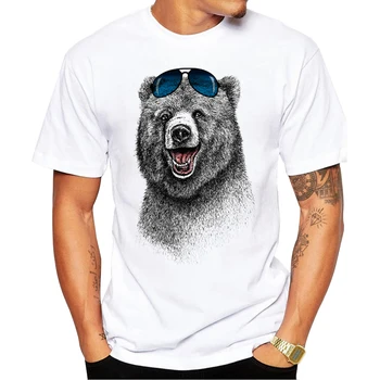 2018 Nejlevnější Móda Smát Bear Men T-shirt Krátký rukáv muži Nejšťastnější Medvěd Retro Tištěné T Košile Ležérní Vtipné Topy
