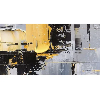 2019 Nové Ruční Kreslení Abstraktní Černá bílá šedá žlutá Malba Krajiny Umění Zdi Obraz Pro Obývací Pokoj Abstraktní Obrazy