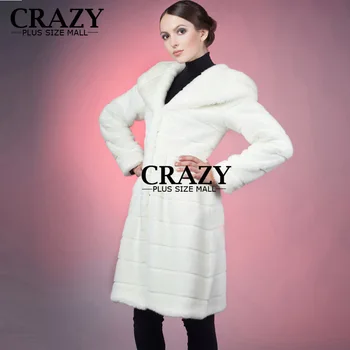 2019 S - 5XL 6XL 7XL Zimní Teplé Umělé Slušné Faux Norek Kožešiny Kabát s Kapucí Bílé Luxusní Falešné Kožešiny Kabáty Plus Velikost Ženy Hadříkem