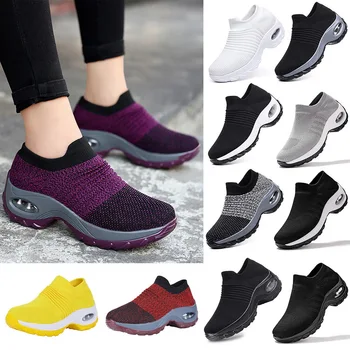 2020 Jarní Ženy Tenisky Ploché Boty Skluzu na Platformě Tenisky pro Ženy, Černé Prodyšné Síťoviny Ponožky Sneake