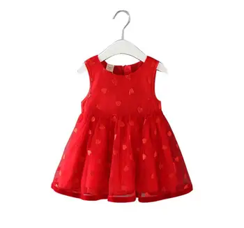 2020 Letní Nové Dívky Sladké Vyšívané Mesh Šaty dětské Princezna Červená Vesta Šaty Narozeniny Šaty děti, dítě, holka, utěrky