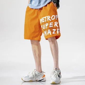 2020 Módní Dopisy Tištěné Muži Streetwear Šortky Homme Bavlněné Kolena Délka Bermuda Krátké Kalhoty Muži