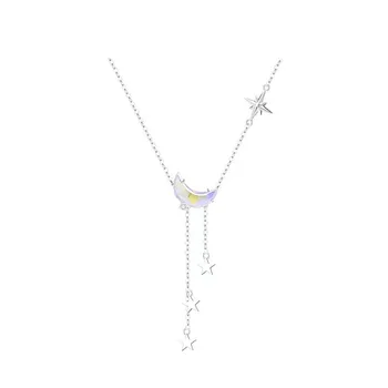 2021 Nové 925 Sterling Silver Crystal Moon Kouzlo Přívěsek náhrdelník Náhrdelník Pro Dívky Ženy Prohlášení Šperky Svatební dz847