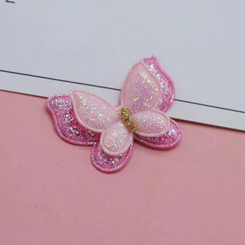 20ks/lot 4.4*3,5 cm double layer butterfly Čalouněný nášivky na čepice dekorace ručně vyráběné vlasy klip příslušenství