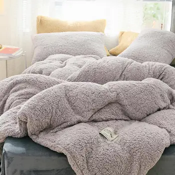 25 Domácí Textil Zimní ložní soupravy měkké teplé jehněčí kašmír peřinu solidní fleece postel kryt