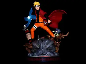 29cm Naruto Shippuden Anime Postava Boje Hořící Vítr Uzumaki Naruto Postavy Double Zbraň GK Socha Akční Obrázek S Světle