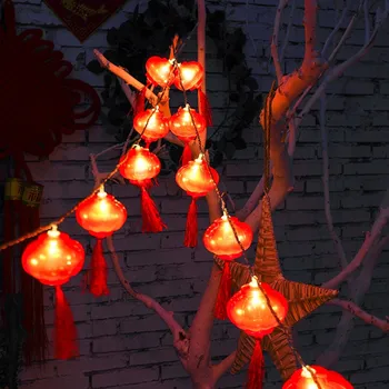 2M 10 LED Svátek Světel, USB Nabíjení Tradiční Čínská Červená Lucerna Lampa pro Nový Rok Festival Dekorace String Světla Noci
