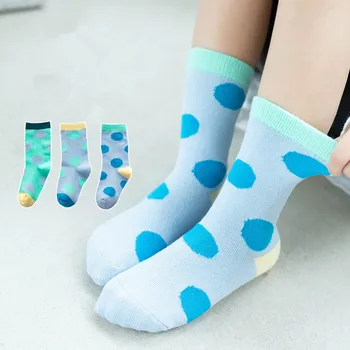 3 Párů/lot 1 do 7 Let Barevné Tečky dětské Ponožky Tlusté Ponožky Pro Studenty Zima, Podzim Bavlna Dlouhé Ponožky Na Dívky, Chlapci