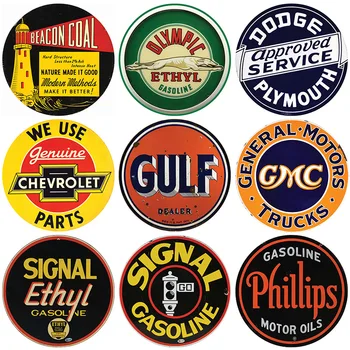 30 CM Vintage Kulaté Desky Plech Bezrámové Malování Bar Garáž Retro Nostalgie Deska Tin Znamení Bar Pub Zeď Home Dekory