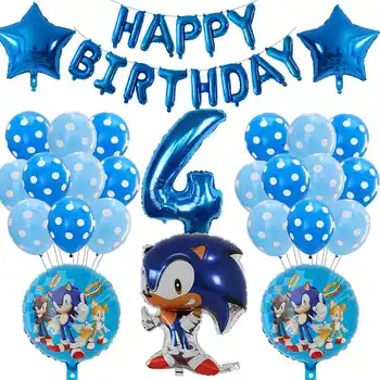 39pcs/lot Sonic the Hedgehog balón Super Hrdina Číslo Fólie Balón Chlapec dívka narozeniny, dekorace, balónky, dítě, miminko globos