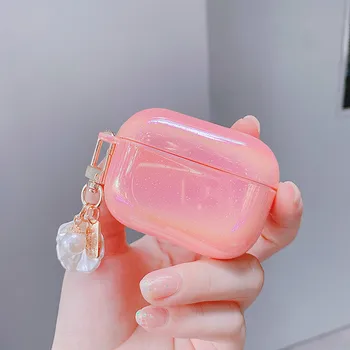 3D Pearl Shell Klíčenka Vody Duha Růžová Těžké Sluchátka Sluchátka pouzdro pro apple airpods 1 2 kryt pro airpods pro Wireless