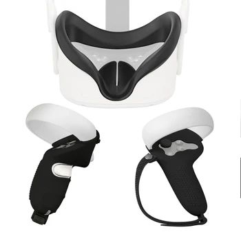 3v1 Silikonová Oční Maska přední kryt+Grip Kryt s Nastavitelnou Řemínek na Ruku+Joystick kryty Pro Oculus Quest 2 Anti-Hodit Příslušenství