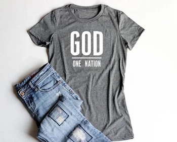 4. července Košile Vybavené Junior, Jeden Národ Pod Bohem USA T-Košile Křesťanské Ženy T Košile Merica Košile Ženy Jesus trička topy