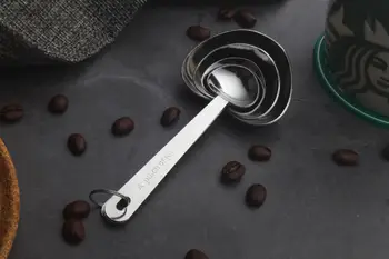 4KS ve tvaru Srdce Kávová Lžička z nerezové oceli, měřicí lžíce sada Kuchyňské pečení gadget odměrka lžíce kávy příslušenství