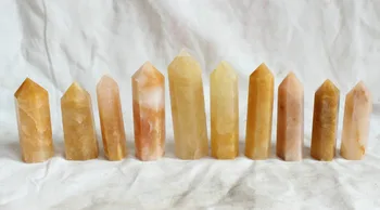 5 Kusů Přírodní Žlutá Quartz Crystal Cherry Kámen Bodů Obelisk Věže Leštěné Léčení Čína , de cristais quartzo