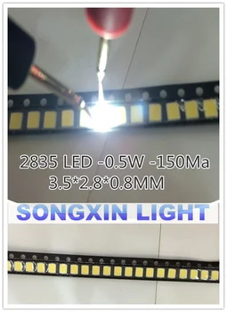 500PCS 2835 LED 0,5 W Bílá SMD/SMT PLCC-2 2835 Bílá 150 ma 50-65lm 6000-6500K 2835 diod High Power LED Ultra Jasných SMD LED