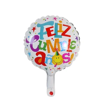 50ks/lot 10palcový Kolo Feliz Cumpleanos španělské Happy Birthday Balónky Mylar Fólie Balón, španělština Narozeniny Globos Party Dekor